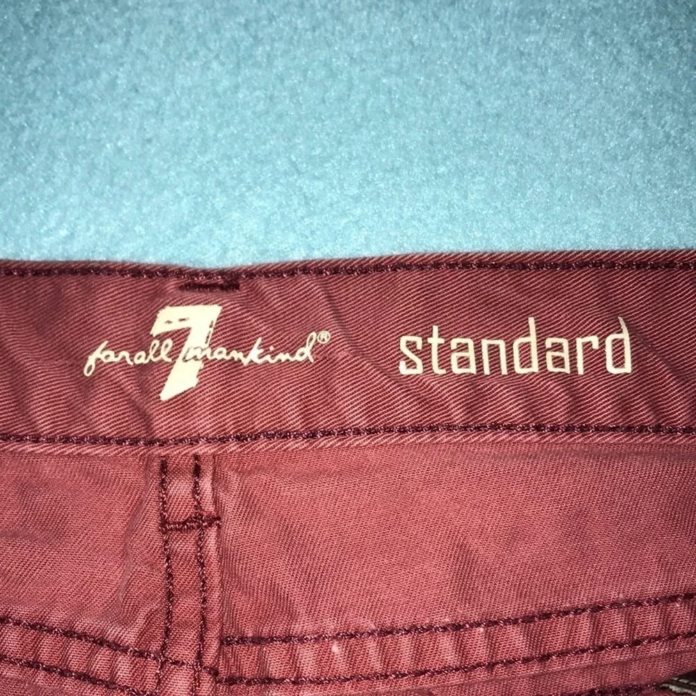 𝅺7 FOR ALL MANKIND boot cut brick red 9” rise button zipper closure size 12